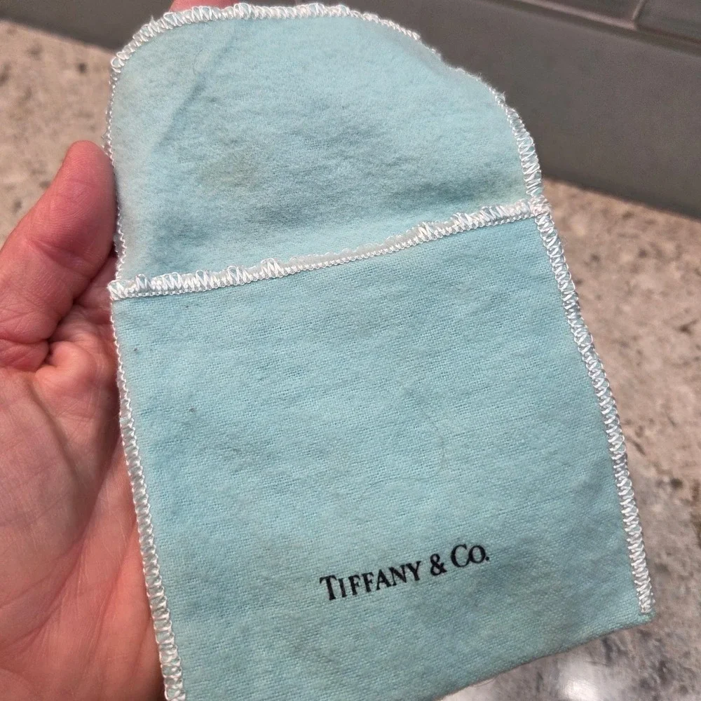 Tiffany & Co Blue Jewelry Pouch Small Fabric Dust Bag w/ Flap Closure
